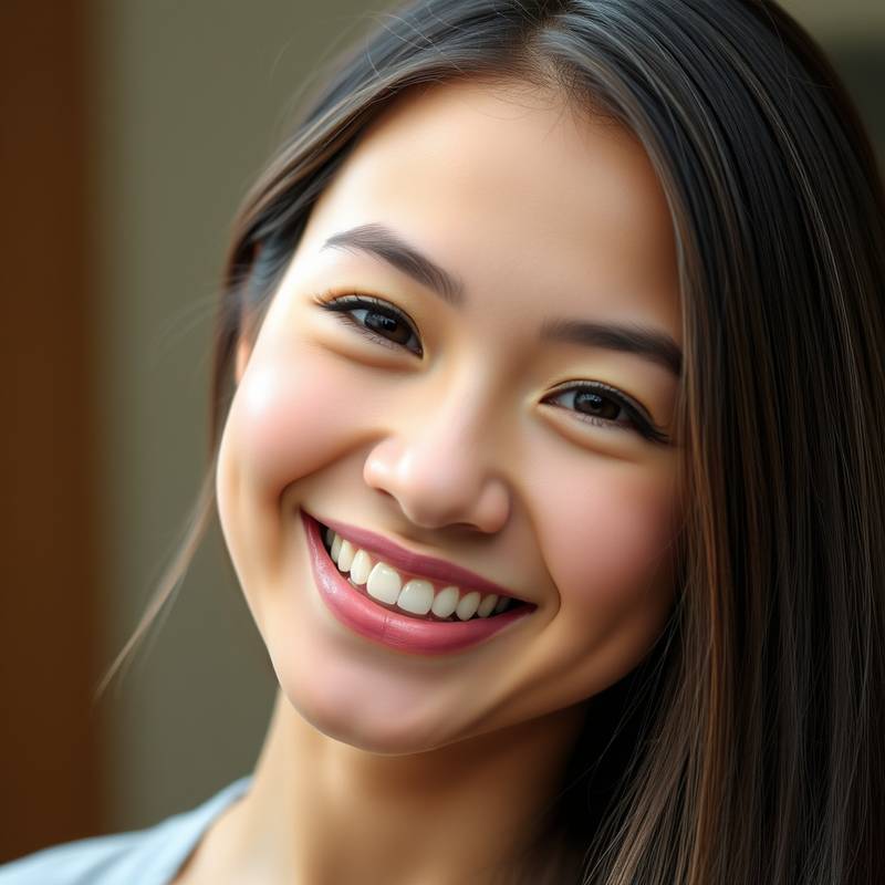 Portrait d'une jeune femme souriante en lumière naturelle