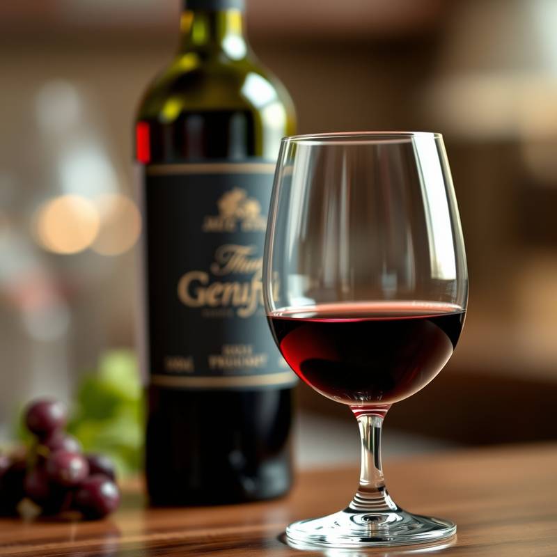 Vin rouge dans un verre avec une bouteille en arrière-plan